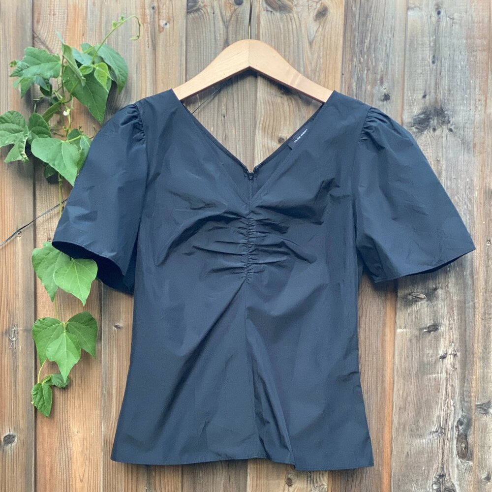 Club Monaco Black Ruched Front Shirt Size Small